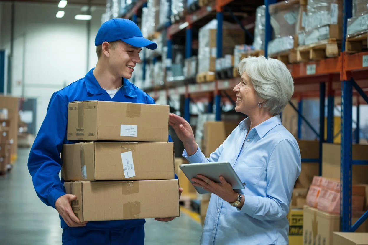 image of helping man talking with helper