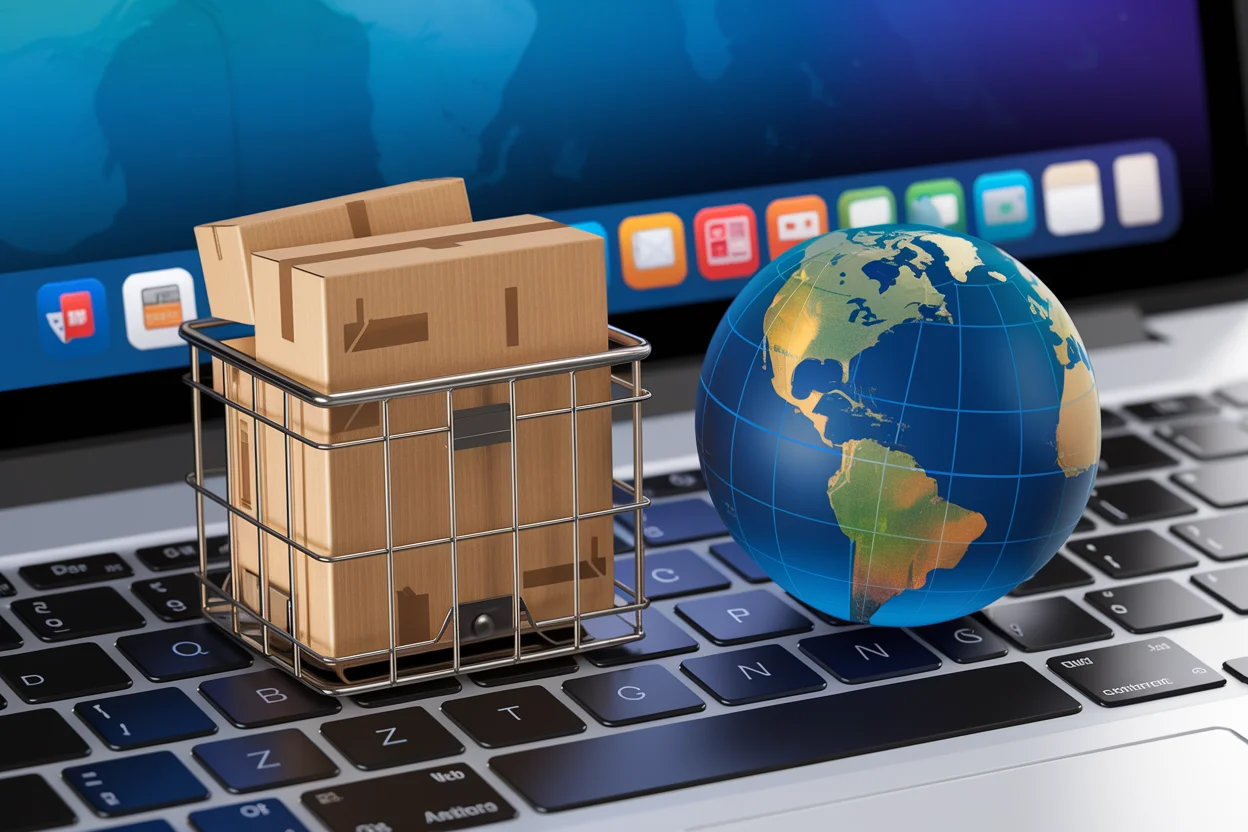 image of the laptop with globe